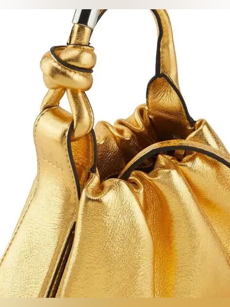 Behno New York Tina Baguette Mini Crinkle Ruched Bag Gold — image 6 of 8
